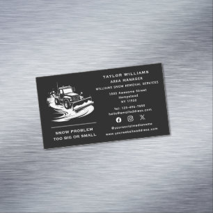 Social Media Snow Removal Services Snowplow Winter Business Card Magnet