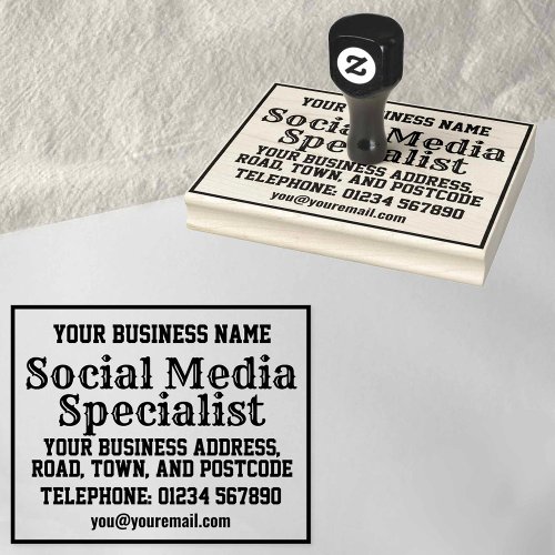 Social Media Specialist with Name Address etc Rubber Stamp