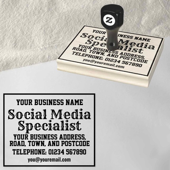 Social Media Specialist with Name, Address, etc Rubber Stamp (Creator Uploaded)