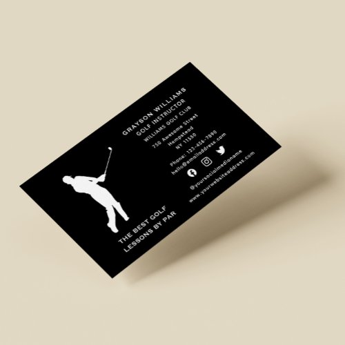Social Media Sport Coach Male Golf Pro Instructor Business Card