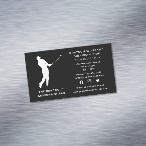 Social Media Sport Coach Male Golf Pro Instructor Business Card Magnet