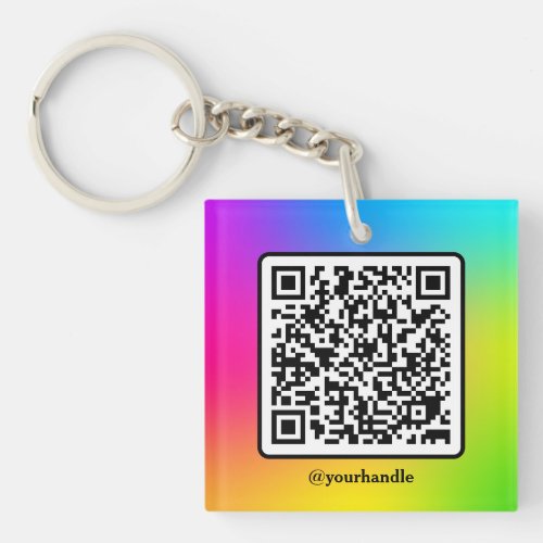 Social Media Square QR Code Acrylic Personalized K Keychain