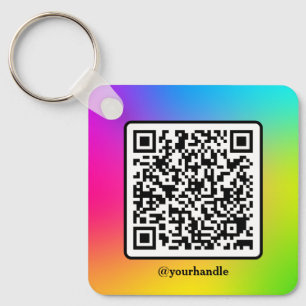 Social Media Square QR Code Aluminum Personalized  Keychain