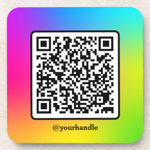 Social Media Square QR Code Custom Gradient Beverage Coaster