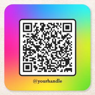 Social Media Square QR Code Gradient Custom Paper Coaster