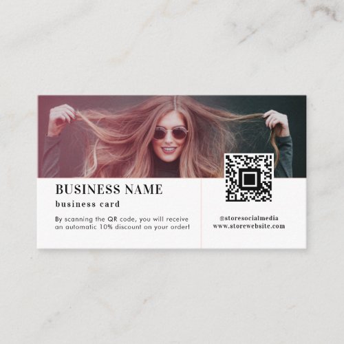 Social Media Store QR Code Discount Thank You Business Card