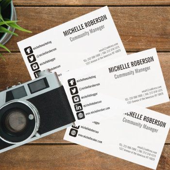 Social Media Symbols Business Card by CustomizePersonalize at Zazzle
