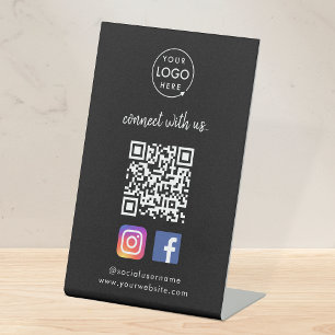 Social Media Tabletop Sign Instagram Facebook QR