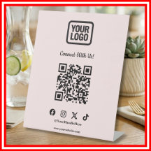 Social Media Tabletop Sign | Instagram Pink QR