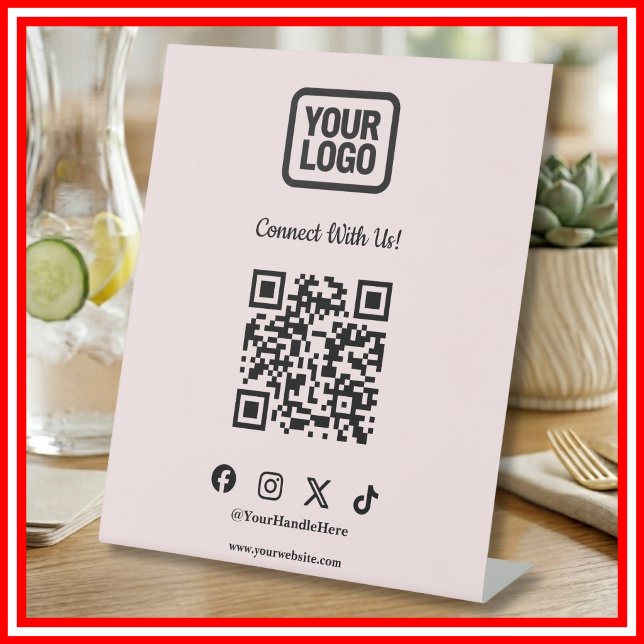 Social Media Tabletop Sign | Instagram Pink QR  (Creator Uploaded)