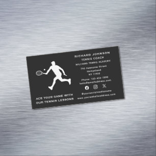 Social Media Tennis Coach Male Instructor Sports Business Card Magnet