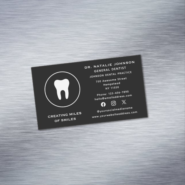 Social Media Tooth Dentist Dental Clinic Dentistry Business Card Magnet (In Situ)