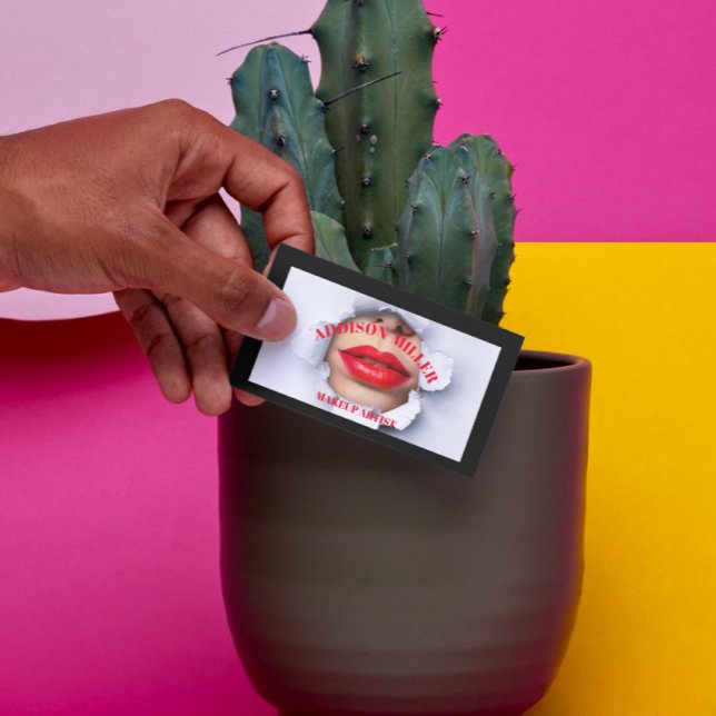 Social Media, Trendy Makeup Artist QR code  Business Card (Creator Uploaded)