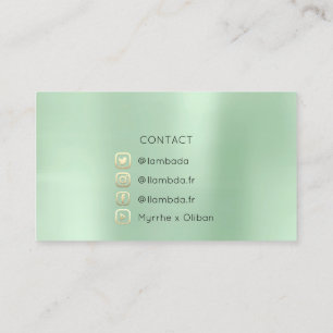  Social Media TwitterYouTubeInstagraFaceFB Mint  Business Card