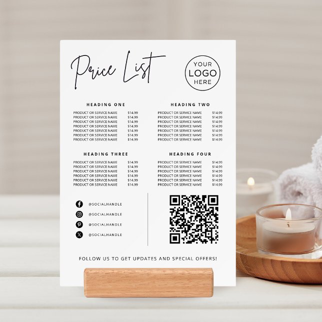 Social Media Website QR Code Business Price List Holder (Creator Uploaded)
