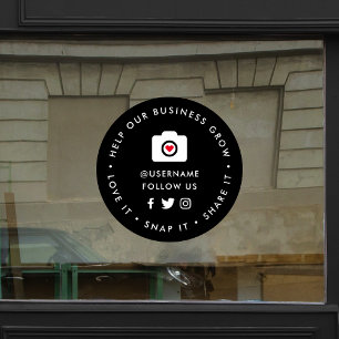 Social Media Window Cling Sign Love Snap Share