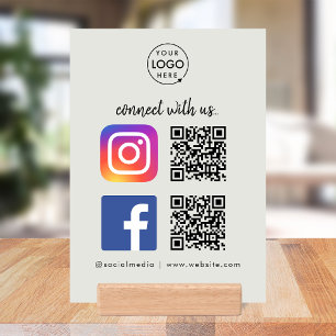 Social Media Wood Block Sign Instagram Facebook