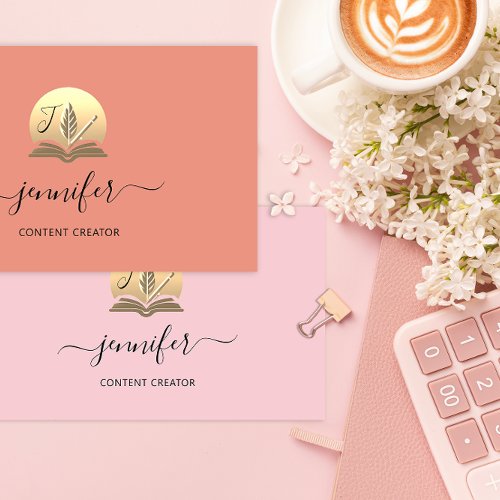 Social Media Writer Content Creator Blog QR Blush Business Card