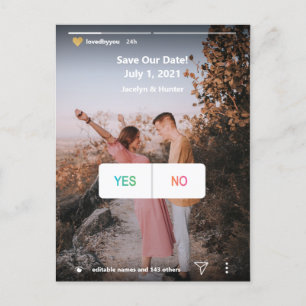 Social Media Yes/No Photo Fun Save the Date Invite