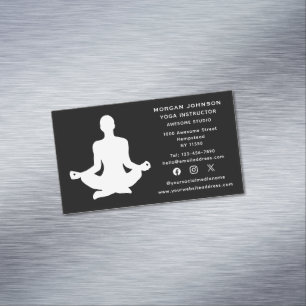 Social Media Yoga Instructor Health And Wellness Business Card Magnet