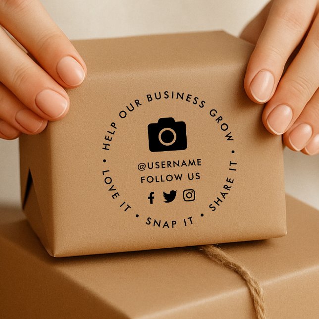 Social Medial Rubber Stamp | Follow Us Business (Love it, Snap it, Share it - gain social followers with this stamp template)