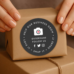 Social Medial Sticker Roll   Follow Us Round Label
