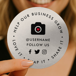 Social Medial Sticker Roll Metallic Labels