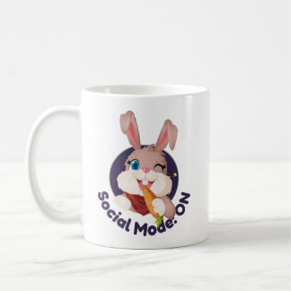 Social Mode ON and Im Out Funny Office Humor Bunny Coffee Mug