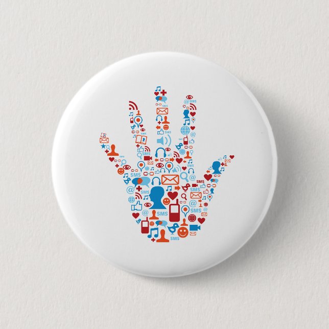 Social Network Hand Button (Front)