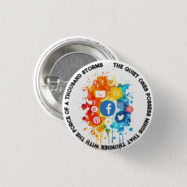 Social Network Icons I Quote Silence and Mind Button (Front & Back)