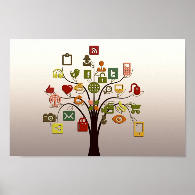 Social Network Tree Wall Art Poster (Front)