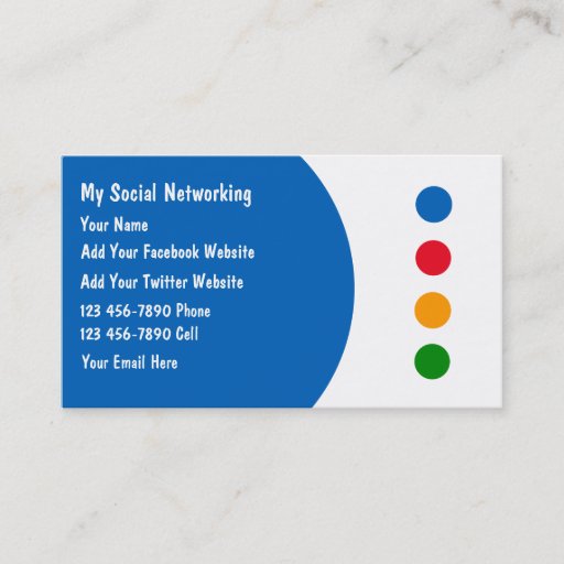 Customizable Social Networking Business Cards