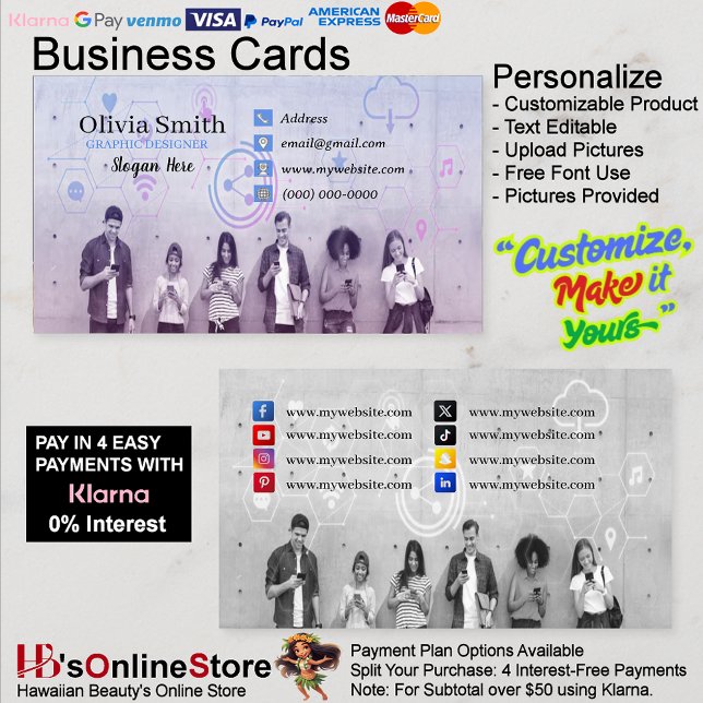 Social Networking Business Cards of 100 (Social Networking Business Cards 1 of 100.)