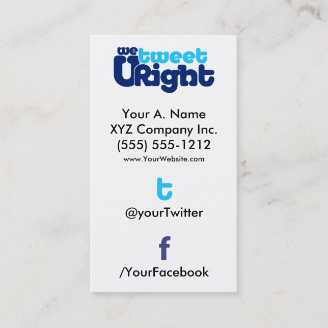Social Profile Business Card WTURite 2.0 vertTWFB (Front)