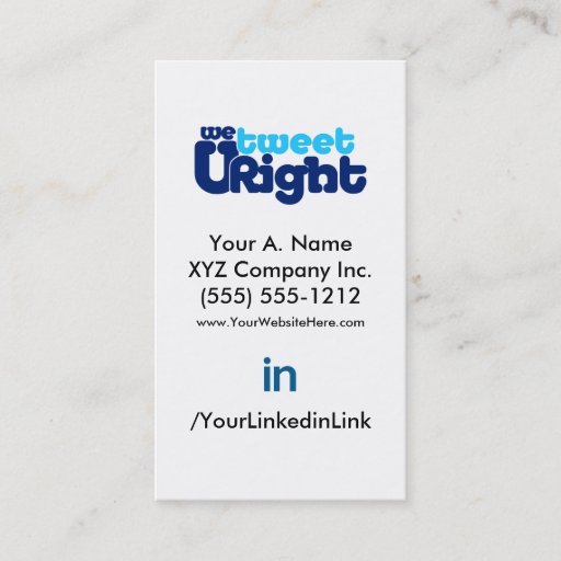 Customizable Social Profile Business Card WTURiteB 2.0 vertfbak