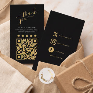 Social QR code gold scan to review Enclosure Card