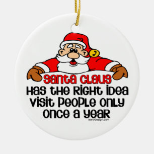 Social Santa Humor Ceramic Ornament