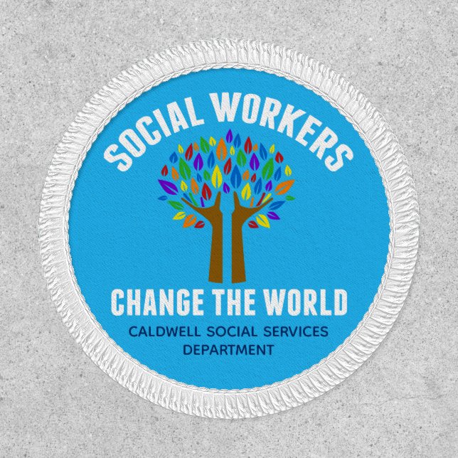Social Services Cute Custom Blue Social Worker Patch (Front)