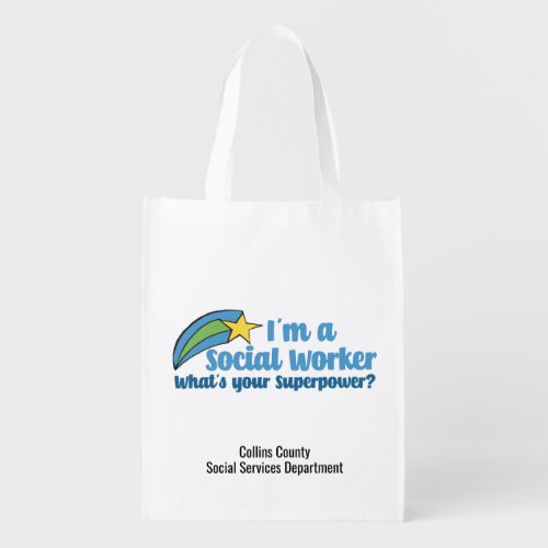 Social Services Office Superhero Social Worker Grocery Bag