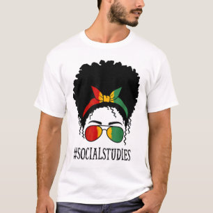 Social Studies African Women Messy Bun Black Histo T-Shirt