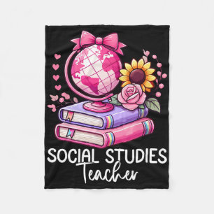 Social Studies History Teacher Earth Globe Back To Fleece Blanket
