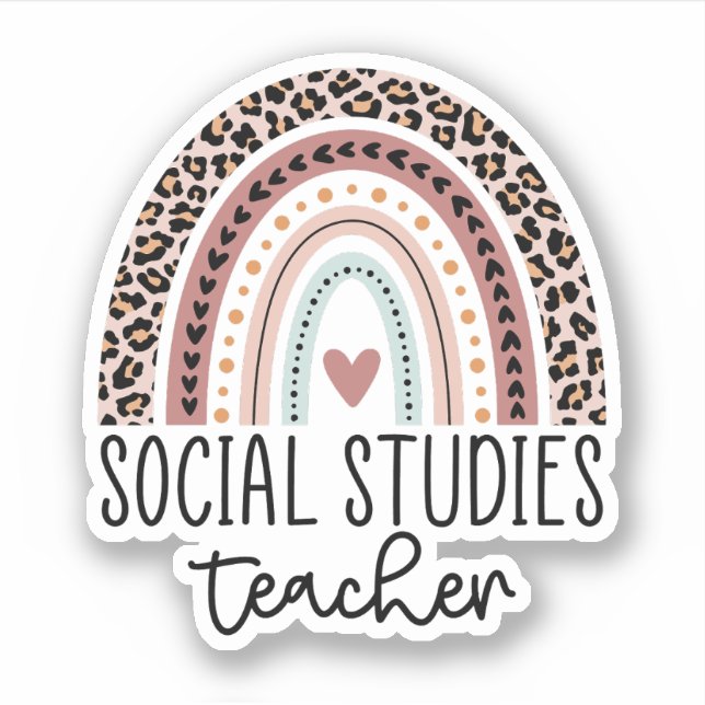 Social Studies Teacher Rainbow, History Teacher Sticker (Front)