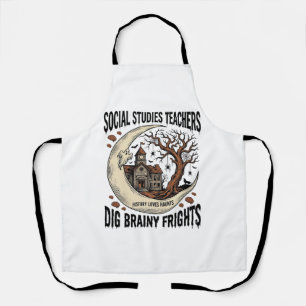 Social Studies Teacher Shirt Spooky Brainy Frights Apron
