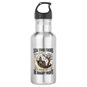 Social Studies Teacher Shirt Spooky Brainy Frights Stainless Steel Water Bottle