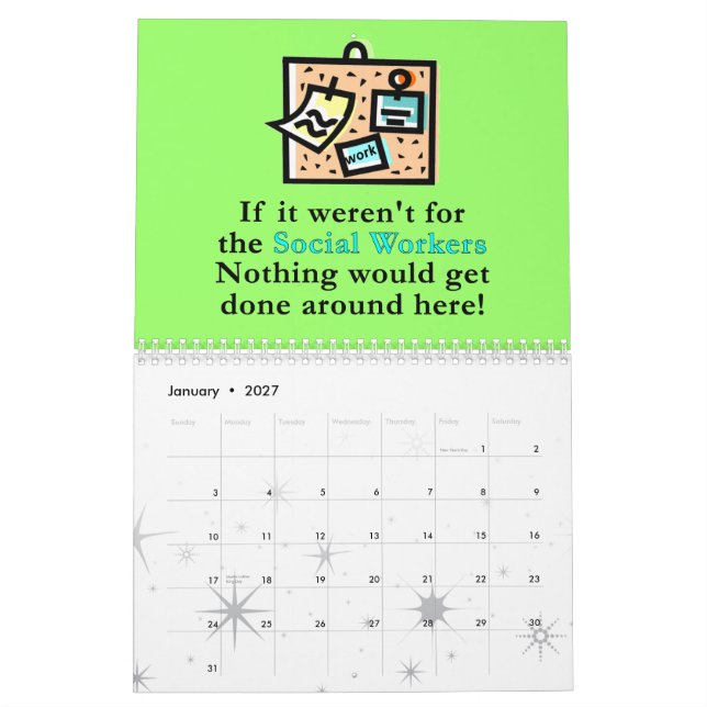 Social Work Humor Calendar (Jan 2027)