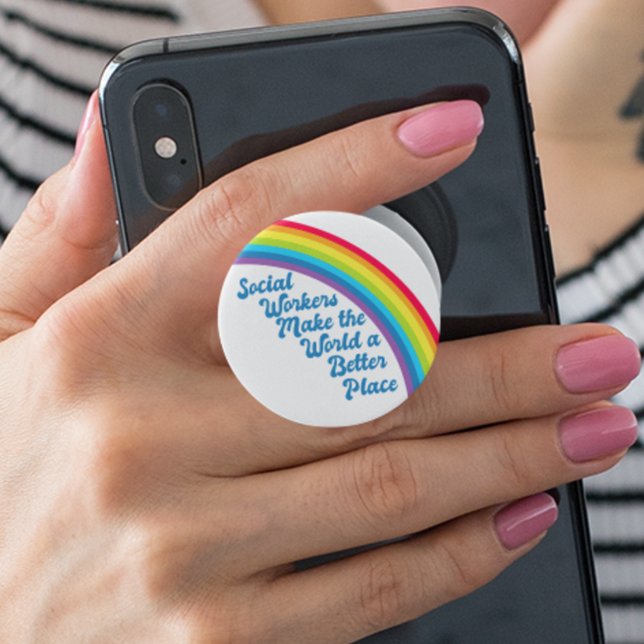 Social Work Inspirational Quote Cute Rainbow PopSocket