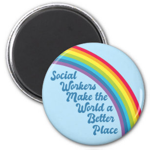 Social Work Inspirational Quote Rainbow Blue Magnet