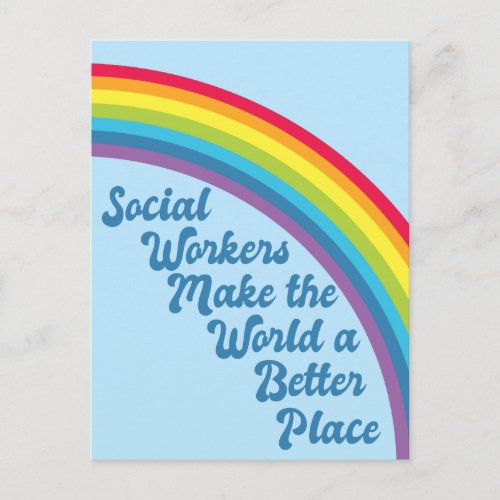 Social Work Inspirational Quote Rainbow Blue Postcard