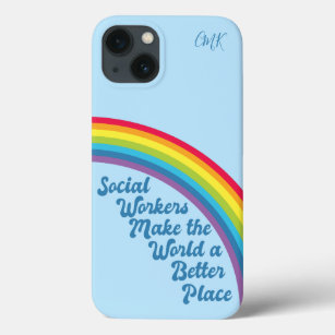 Social Work Inspirational Quote Rainbow Cute Blue iPhone 13 Case