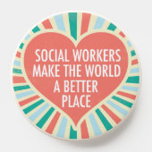 Social Work Inspirational Quote Retro Heart PopSocket (Popsocket)